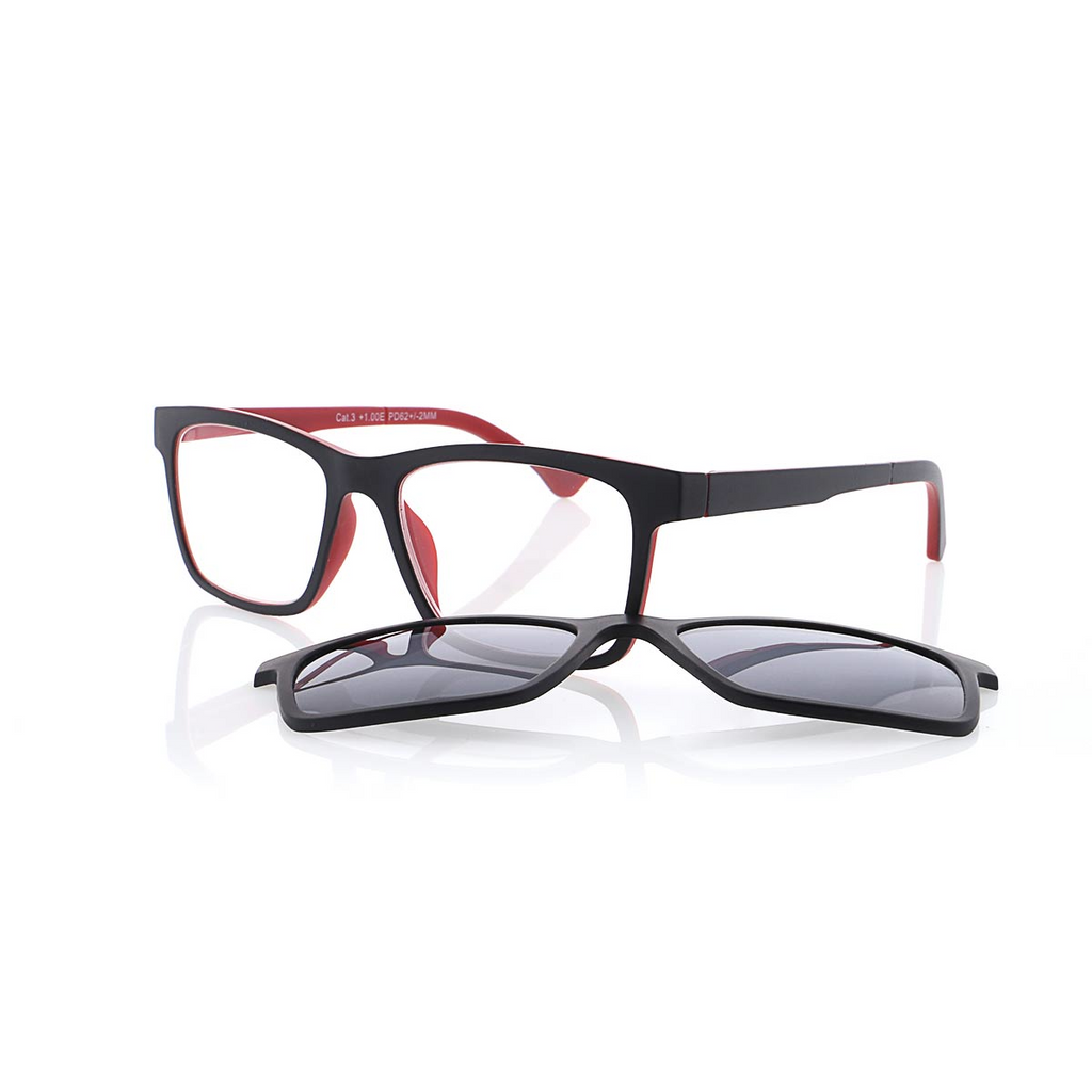 MPO Lesehilfe KLH188-3 schwarz rot mit Sonnenclip