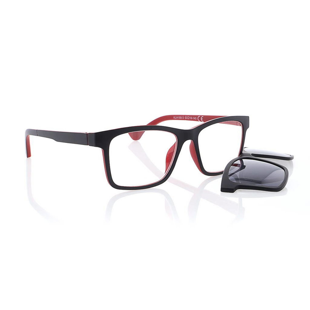 MPO Lesehilfe KLH188-3 schwarz rot mit Sonnenclip