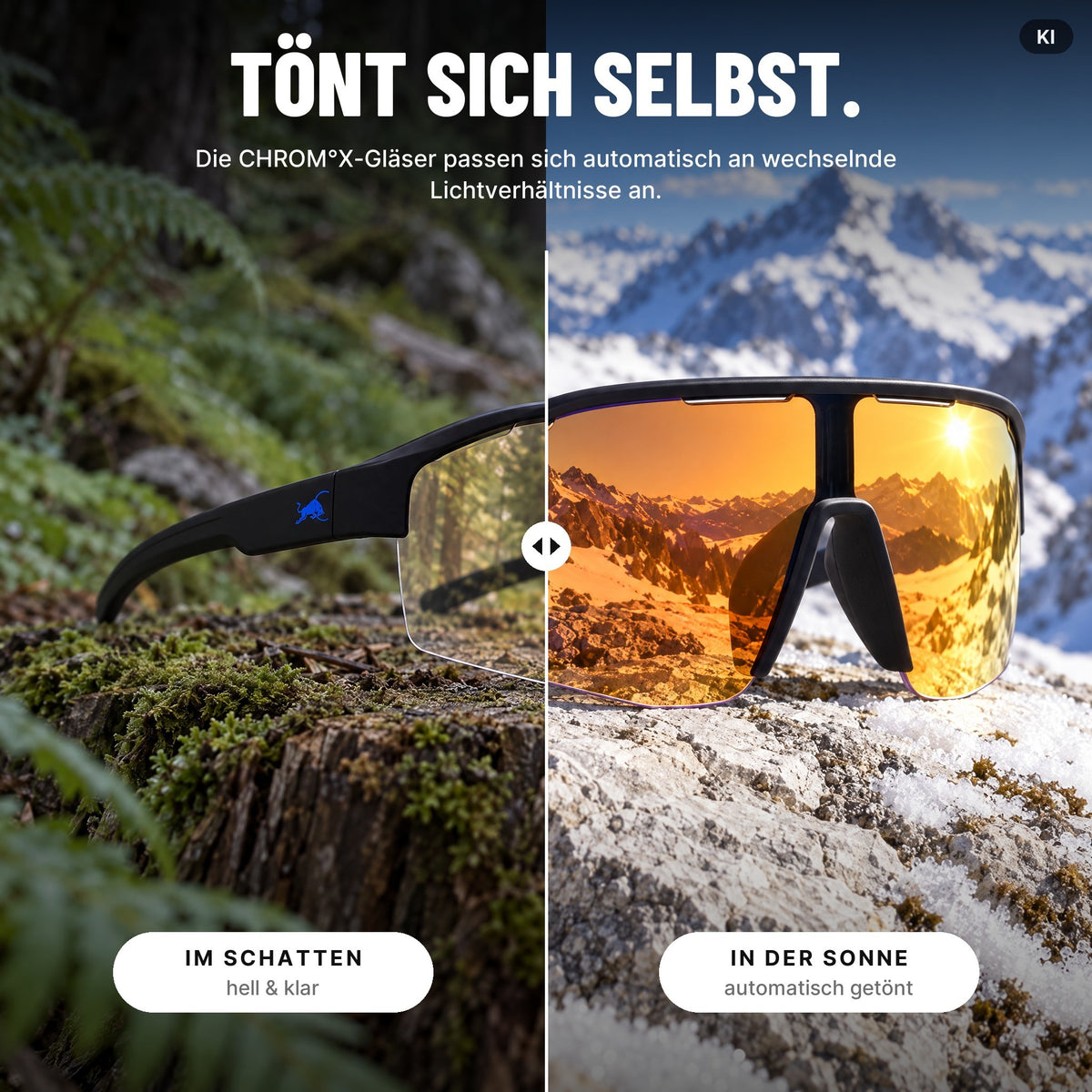 Red Bull SPECT Eyewear Sonnenbrille DUNDEE_PRO-01X schwarz matt- Selbsttönende Sportbrille